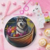 アラスカン・マラムート犬のパドル：風光明媚な冒険 ペーパープレート (パーティー)