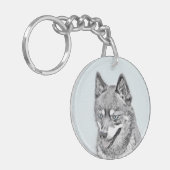 アラスカンKlee Kai'絵画s – かわいいオリジナルドッグアート キーホルダー (正面左)