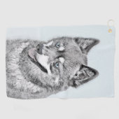 アラスカンKlee Kai'絵画s – かわいいオリジナルドッグアート ゴルフタオル (横)