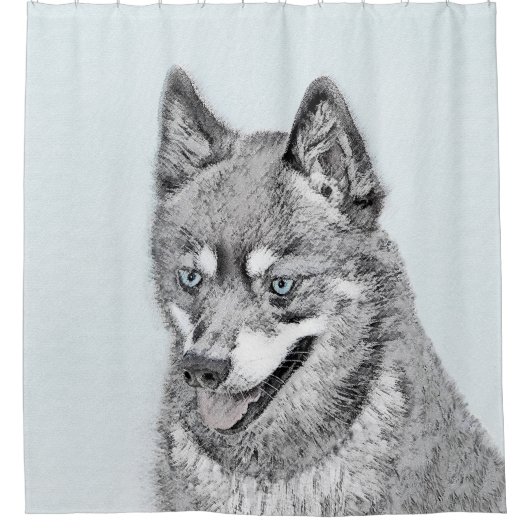 アラスカンKlee Kai'絵画s – かわいいオリジナルドッグアート シャワーカーテン (正面)