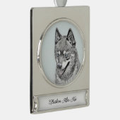 アラスカンKlee Kai'絵画s – かわいいオリジナルドッグアート シルバープレートバナーオーナメント (右)