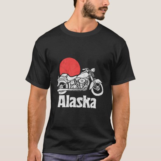 アラスカヴィンテージオートバイサンミニマルレトログラ Tシャツ (正面)