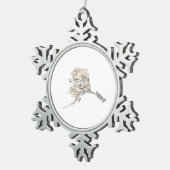 アラスカヴィンテージ写真の地図 スノーフレークピューターオーナメント (右)