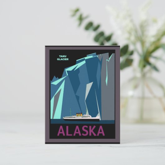 アラスカヴィンテージ旅行ポスタータク氷河 ポストカード (スタンド正面)