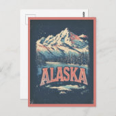 アラスカヴィンテージ自然マウンテンズレイクトラベル ポストカード (正面/裏面)