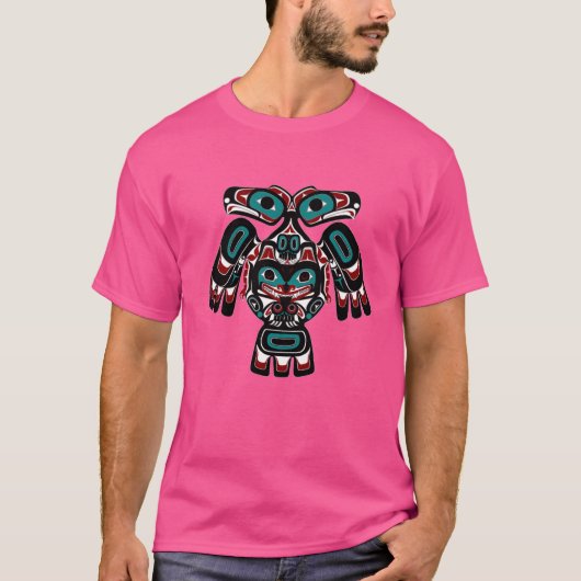 アラスカ先住民インディアン トリンガー族 鷲 熊 C Tシャツ (正面)