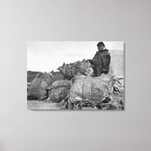 アラスカ写真、ノームのエスキモ毛皮のディーラー キャンバスプリント (正面)