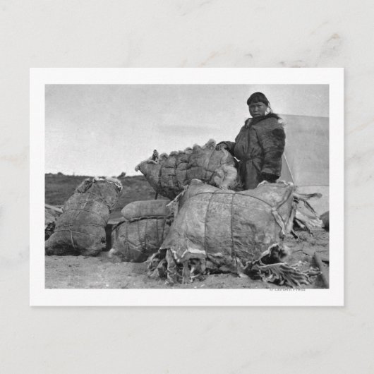 アラスカ写真、ノームのエスキモ毛皮のディーラー ポストカード (正面)