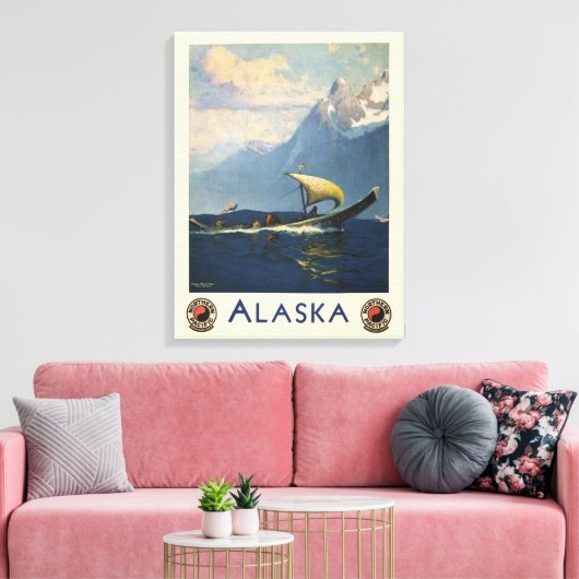 アラスカ北太平洋のヴィンテージ旅行ポスター キャンバスプリント (インサイチュ (リビング))