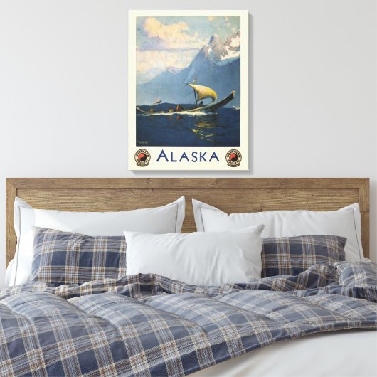 アラスカ北太平洋のヴィンテージ旅行ポスター キャンバスプリント (インサイチュ (寝室))