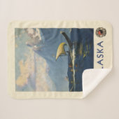 アラスカ北太平洋のヴィンテージ旅行ポスター シェルパブランケット (正面(横))