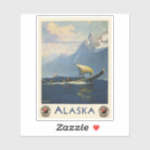 アラスカ北太平洋のヴィンテージ旅行ポスター シール (シート)