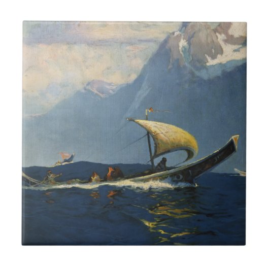 アラスカ北太平洋のヴィンテージ旅行ポスター タイル (正面)