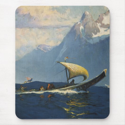 アラスカ北太平洋のヴィンテージ旅行ポスター マウスパッド (正面)