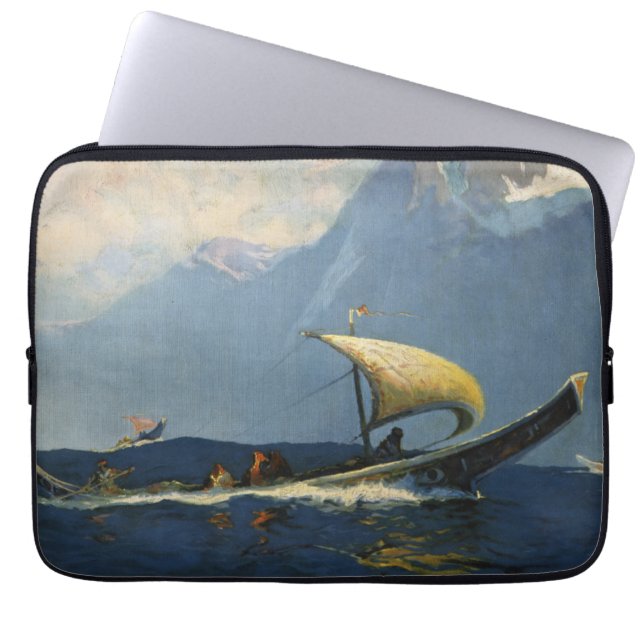 アラスカ北太平洋のヴィンテージ旅行ポスター ラップトップスリーブ (正面)