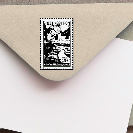 アラスカ古いヴィンテージ・スタンプからの挨拶 ラバースタンプ