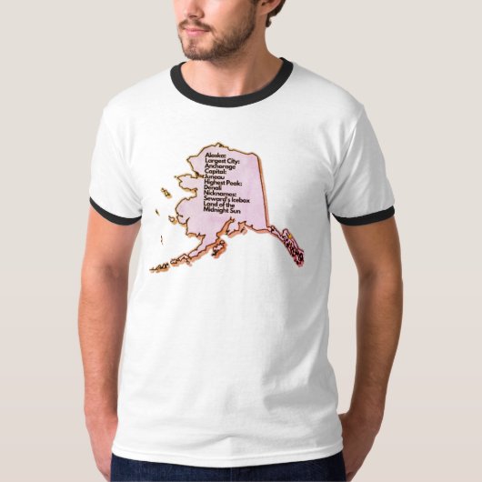 アラスカ地図と事実 Tシャツ (正面)