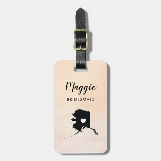 アラスカ地図のウェディングパーティー歓迎用スーツケースタグ ラゲッジタグ (正面縦)