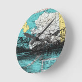 アラスカ地図アート ラウンド壁時計 (傾斜)