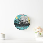 アラスカ地図アート ラウンド壁時計 (ホーム)