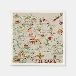 アラスカ地図イラスト スタンダードカクテルナプキン