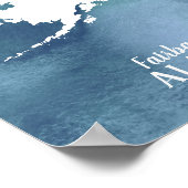 アラスカ地図ブルーウォーター色アーパーソナライズされたト ポスター (角)