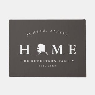 アラスカ地図マットのグレーとホワイト州 ドアマット