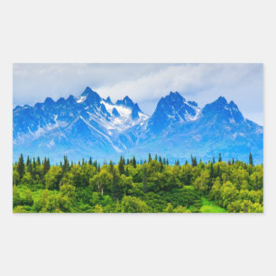 アラスカ威厳のあるな山 長方形シール