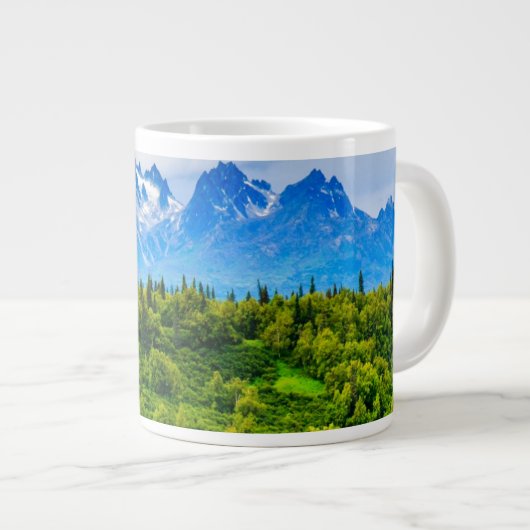 アラスカ威厳のある山脈 ジャンボコーヒーマグカップ (正面右)