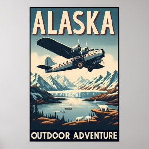 アラスカ屋外アドベンチャーヴィンテージ旅行ポスター ポスター