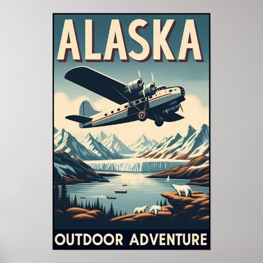 アラスカ屋外アドベンチャーヴィンテージ旅行ポスター ポスター (正面)
