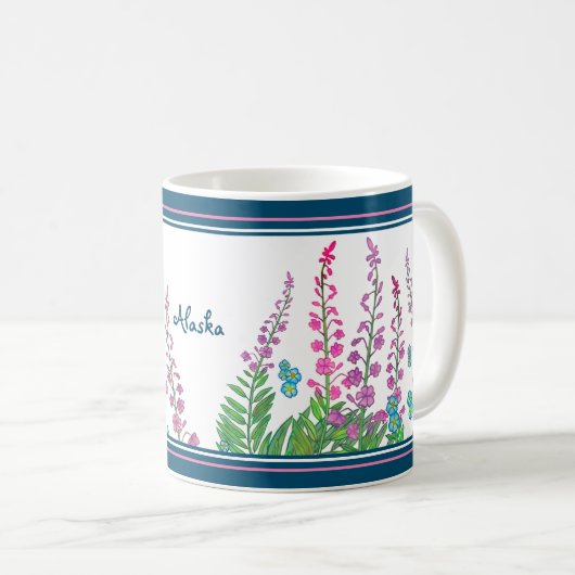 アラスカ山パーソナライズされた花 コーヒーマグカップ (正面右)