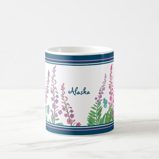 アラスカ山パーソナライズされた花 コーヒーマグカップ (中央)