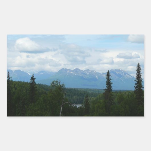 アラスカ山脈のパノラマ写真 長方形シール (正面)