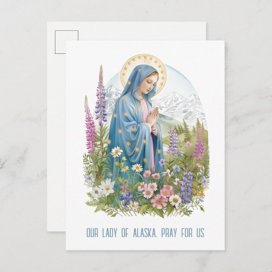 アラスカ山脈の私たちの女性のFireweed宗教的 ポストカード (正面/裏面)