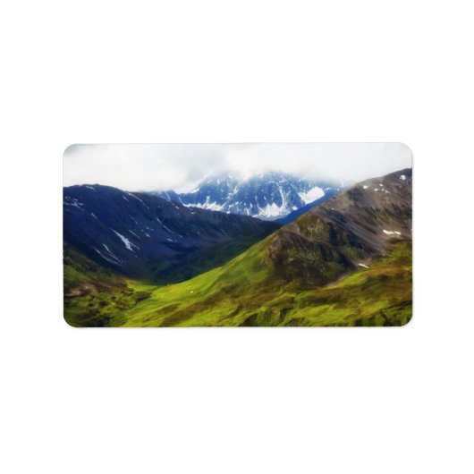 アラスカ山脈の風景 ラベル (正面)
