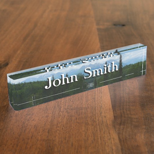 アラスカ山脈パノラマ写真 デスクネームプレート (側面)