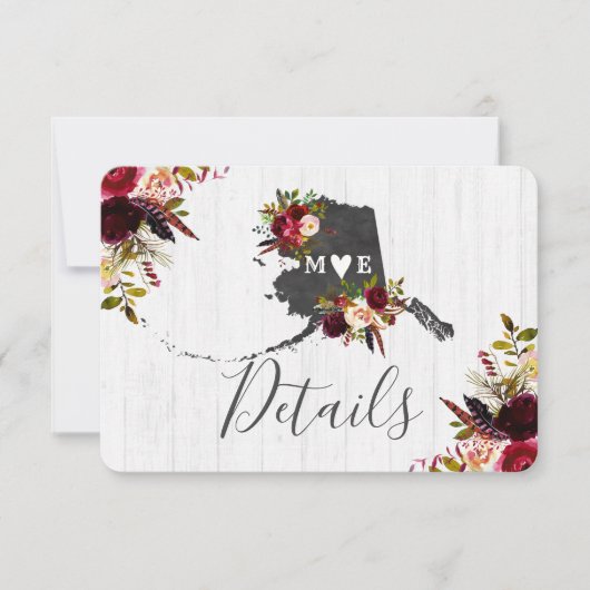 アラスカ州の目的地 ラスティックウェディングの詳細 招待状 (正面)