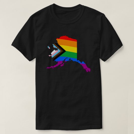 アラスカ州の誇り LGBTQ プログレスプライド Tシャツ (デザイン正面)