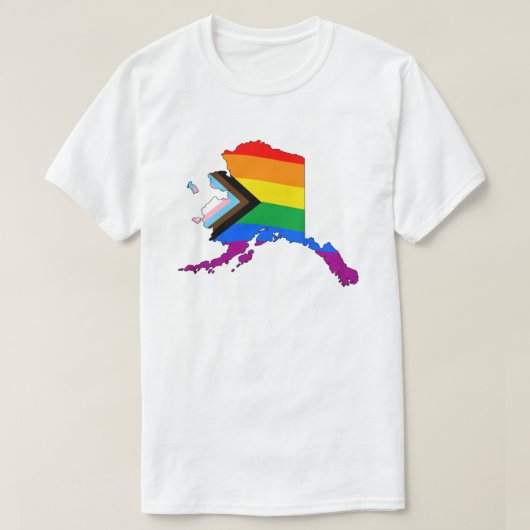アラスカ州の誇り LGBTQ プログレスプライド Tシャツ (デザイン正面)