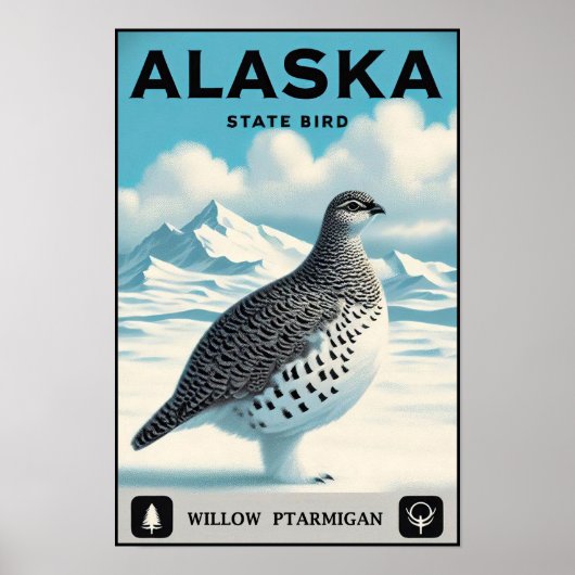 アラスカ州の鳥 - ライチョウ ビンテージ ポスター (正面)