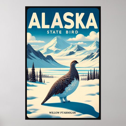 アラスカ州の鳥 - ライチョウ ビンテージ ポスター (正面)