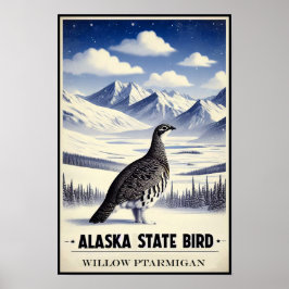 アラスカ州の鳥 - ライチョウ ビンテージ ポスター