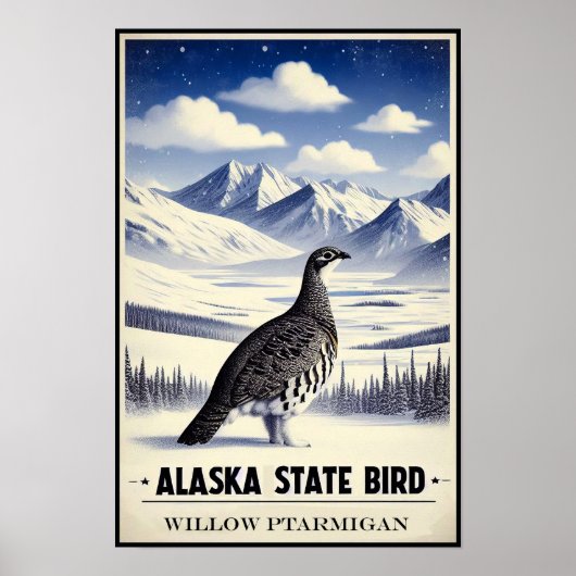 アラスカ州の鳥 - ライチョウ ビンテージ ポスター (正面)