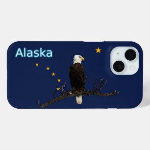 アラスカ州の鷲と旗 iPhone 15ケース