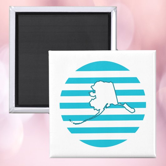 アラスカ州アウトラインレトロブルーサークル マグネット