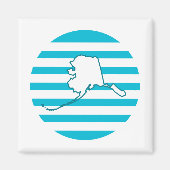 アラスカ州アウトラインレトロブルーサークル マグネット (正面)