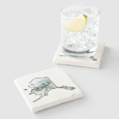 アラスカ州イラストレーション ストーンコースター (横)