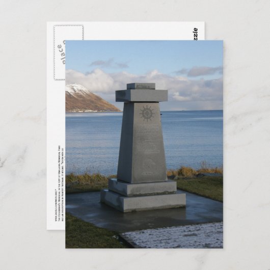 アラスカ州ウナラスカシティー漁師の記念碑 ポストカード (正面/裏面)