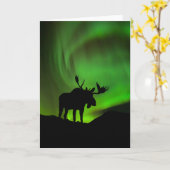 アラスカ州グリーンオーロラ・ボレリスとムース カード (黄色い花)